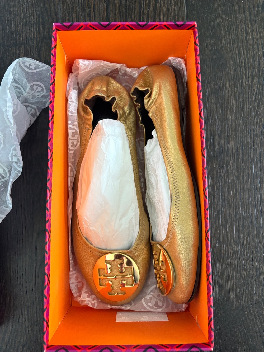 Tory Burch Gold Ballet Flats - Picture 7 of 11